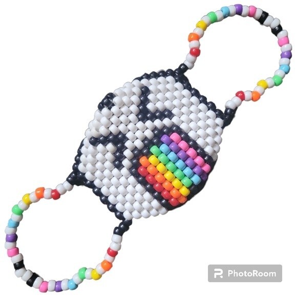 Rainbow Vomit Pony Bead [Kandi] Mask - Picture 1 of 7